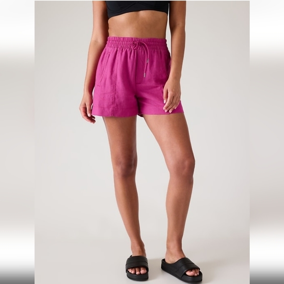 Athleta Retreat Linen Shorts in Iceplant Pink S sold out! NWT MSRP $59 - Picture 4 of 14